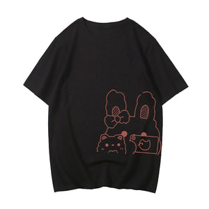 Bunny Bestie Selfie Cotton Women's Tee-Kawaii Dream