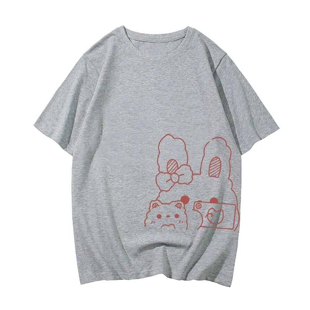 Bunny Bestie Selfie Cotton Women's Tee-Kawaii Dream