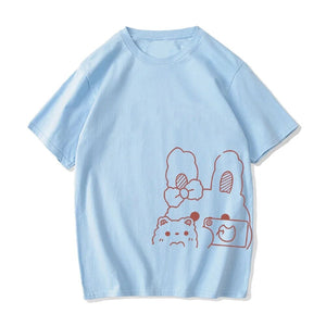 Bunny Bestie Selfie Cotton Women's Tee-Kawaii Dream