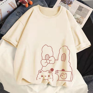 Bunny Bestie Selfie Cotton Women's Tee-Kawaii Dream