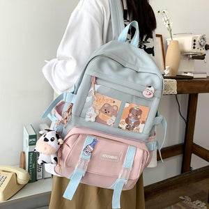 Canvas Kekemi Bear Friends Backpack-Kawaii Dream