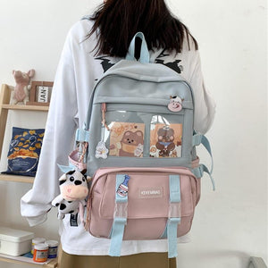 Canvas Kekemi Bear Friends Backpack-Kawaii Dream