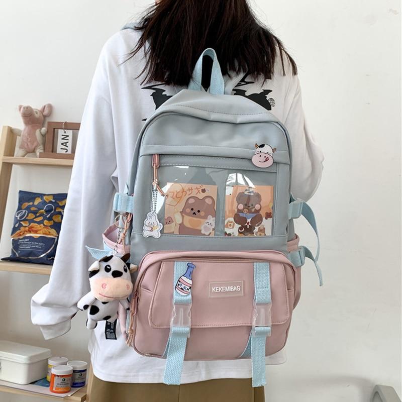 Canvas Kekemi Bear Friends Backpack-Kawaii Dream