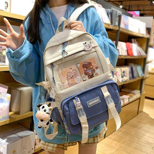 Canvas Kekemi Bear Friends Backpack-Kawaii Dream