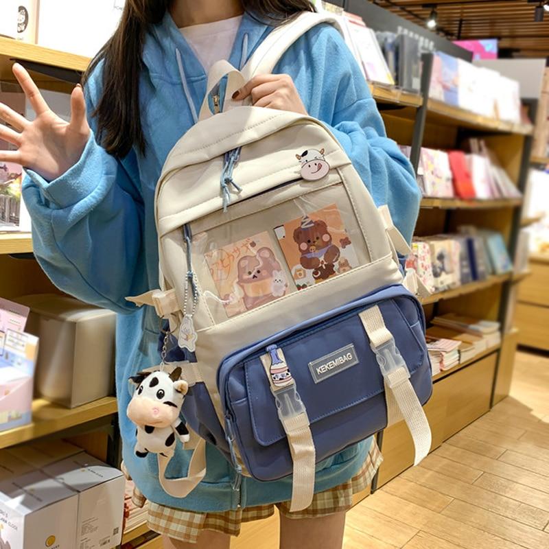 Canvas Kekemi Bear Friends Backpack-Kawaii Dream
