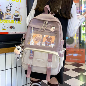 Canvas Kekemi Bear Friends Backpack-Kawaii Dream