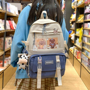 Canvas Kekemi Bear Friends Backpack-Kawaii Dream