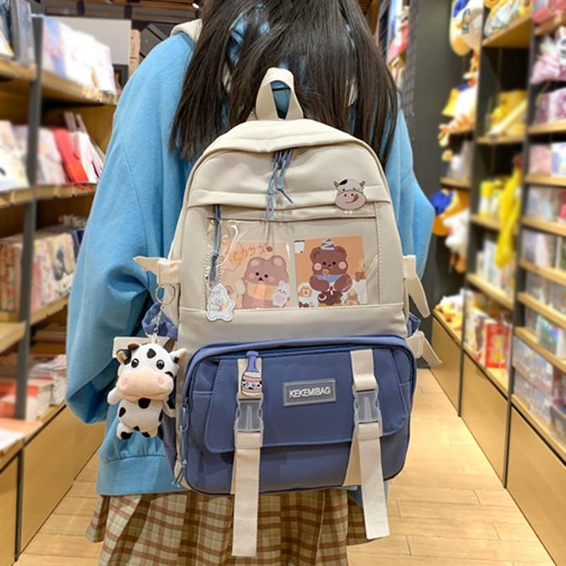 Canvas Kekemi Bear Friends Backpack-Kawaii Dream