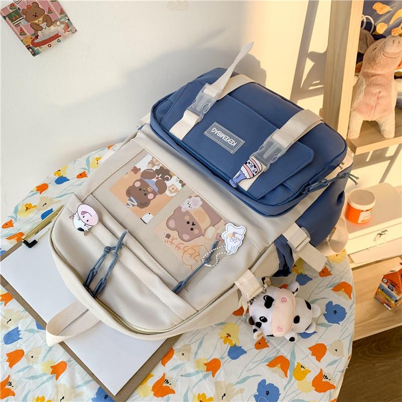 Canvas Kekemi Bear Friends Backpack-Kawaii Dream