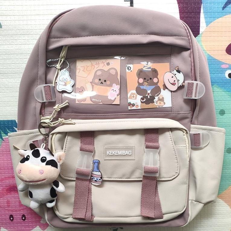 Canvas Kekemi Bear Friends Backpack-Kawaii Dream