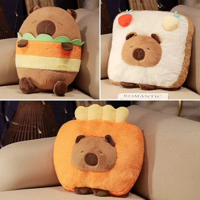 Capybara Chips Toastie Bread Hamburger Plushie Pillows-Kawaii Dream