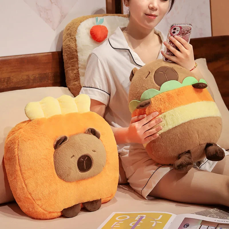 Capybara Chips Toastie Bread Hamburger Plushie Pillows-Kawaii Dream