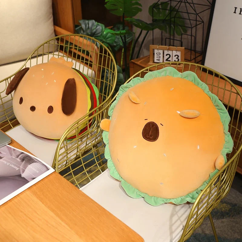 Capybara & Dog Hamburger Plushie Pillow-Kawaii Dream