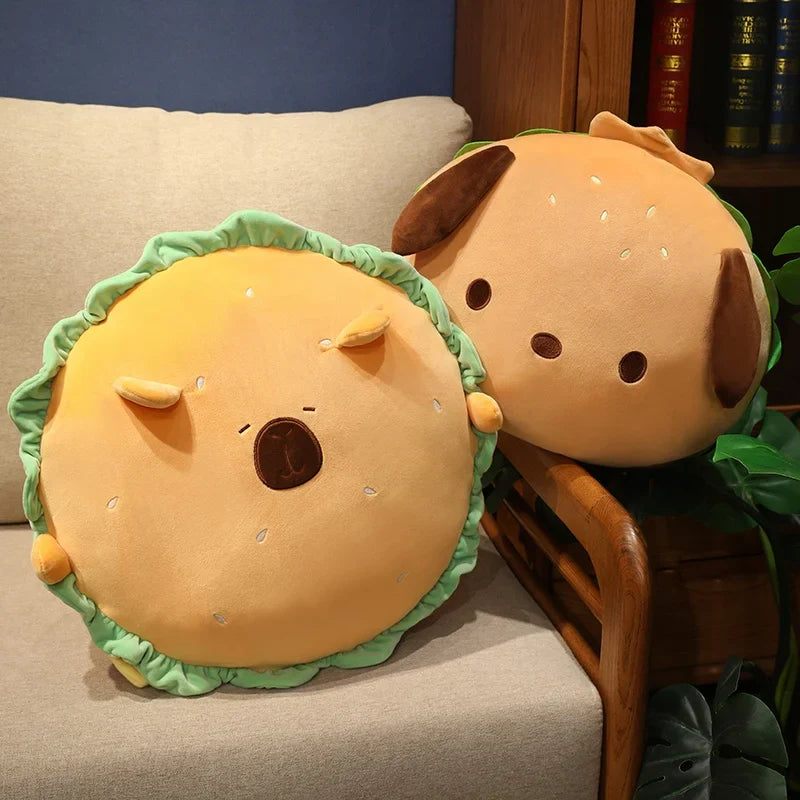 Capybara & Dog Hamburger Plushie Pillow-Kawaii Dream