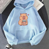Capybara Drinking Bubble Tea Unisex Hoodie-Kawaii Dream