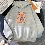 Capybara Drinking Bubble Tea Unisex Hoodie-Kawaii Dream