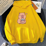 Capybara Drinking Bubble Tea Unisex Hoodie-Kawaii Dream
