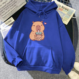 Capybara Drinking Bubble Tea Unisex Hoodie-Kawaii Dream