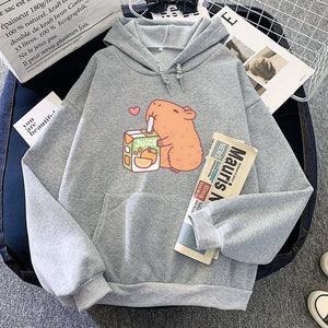 Capybara Drinking Orange Juice Unisex Hoodie-Kawaii Dream