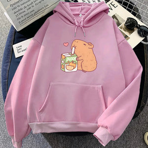 Capybara Drinking Orange Juice Unisex Hoodie-Kawaii Dream