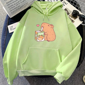 Capybara Drinking Orange Juice Unisex Hoodie-Kawaii Dream