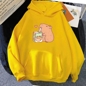 Capybara Drinking Orange Juice Unisex Hoodie-Kawaii Dream