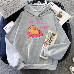 Capybara Floating Donut Don't Worry Be Cappy Unisex Hoodies-Kawaii Dream