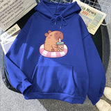 Capybara Floating & Sipping Bubble Tea Unisex Hoodie-Kawaii Dream