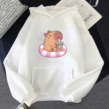 Capybara Floating & Sipping Bubble Tea Unisex Hoodie-Kawaii Dream