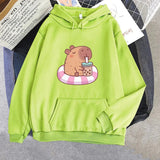 Capybara Floating & Sipping Bubble Tea Unisex Hoodie-Kawaii Dream