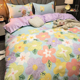 Cartoon Floral Pink Purple Green Bedding Set Collection-Kawaii Dream