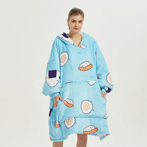 Cartoon Japanese Sushi Oversized Thick Blanket Hoodie-Kawaii Dream