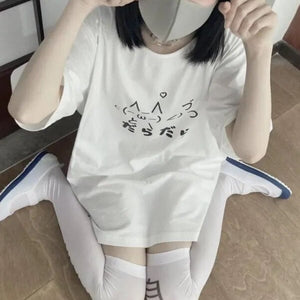 Cat Symbol Japanese Text White Women's Tee-Kawaii Dream