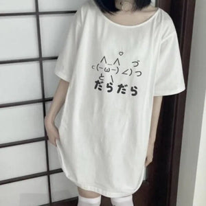 Cat Symbol Japanese Text White Women's Tee-Kawaii Dream