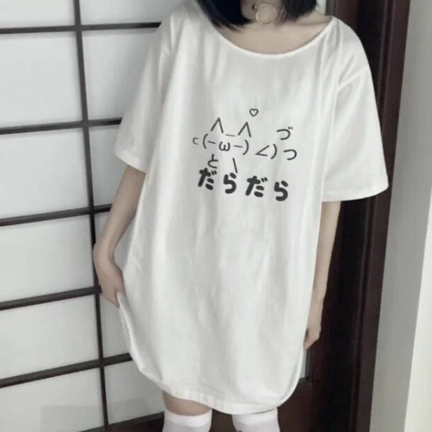 Cat Symbol Japanese Text White Women's Tee-Kawaii Dream