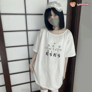 Cat Symbol Japanese Text White Women's Tee-Kawaii Dream