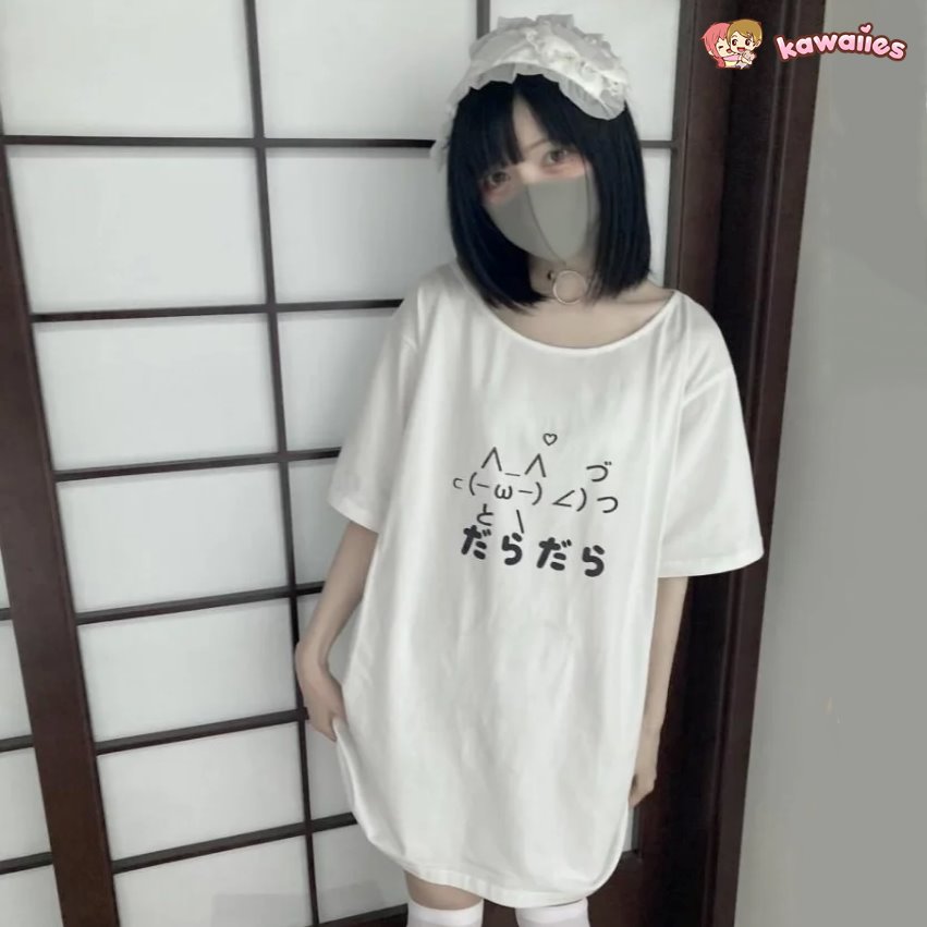 Cat Symbol Japanese Text White Women's Tee-Kawaii Dream