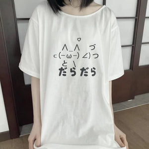 Cat Symbol Japanese Text White Women's Tee-Kawaii Dream