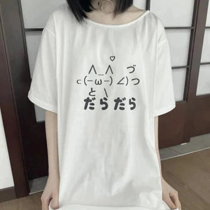Cat Symbol Japanese Text White Women's Tee-Kawaii Dream