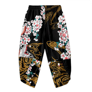 Cherry Blossomg Koi Fish Black Kimono Two-Piece Set-Kawaii Dream