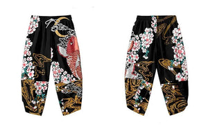 Cherry Blossomg Koi Fish Black Kimono Two-Piece Set-Kawaii Dream