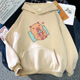 Chilling Capybara with Bubble Tea Unisex Hoodie-Kawaii Dream