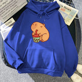 Chonky Capybara Drinking Matcha Bubble Tea Unisex Hoodie-Kawaii Dream