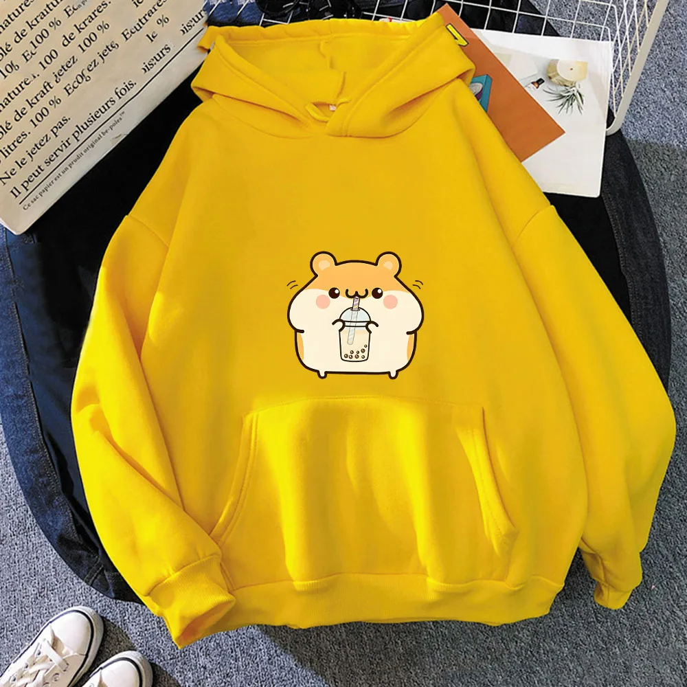 Chubby Hamster Drinking Bubble Tea Unisex Hoodie-Kawaii Dream