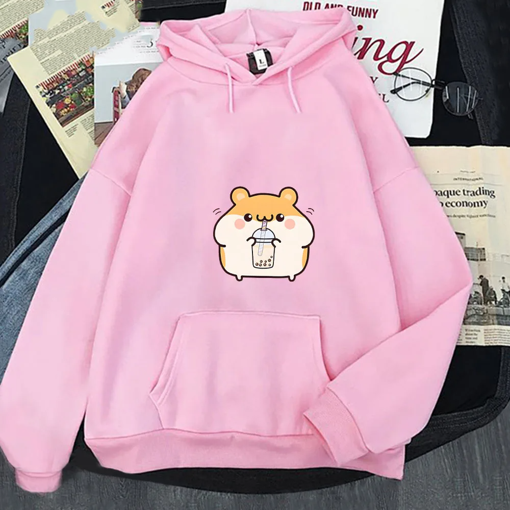 Chubby Hamster Drinking Bubble Tea Unisex Hoodie-Kawaii Dream
