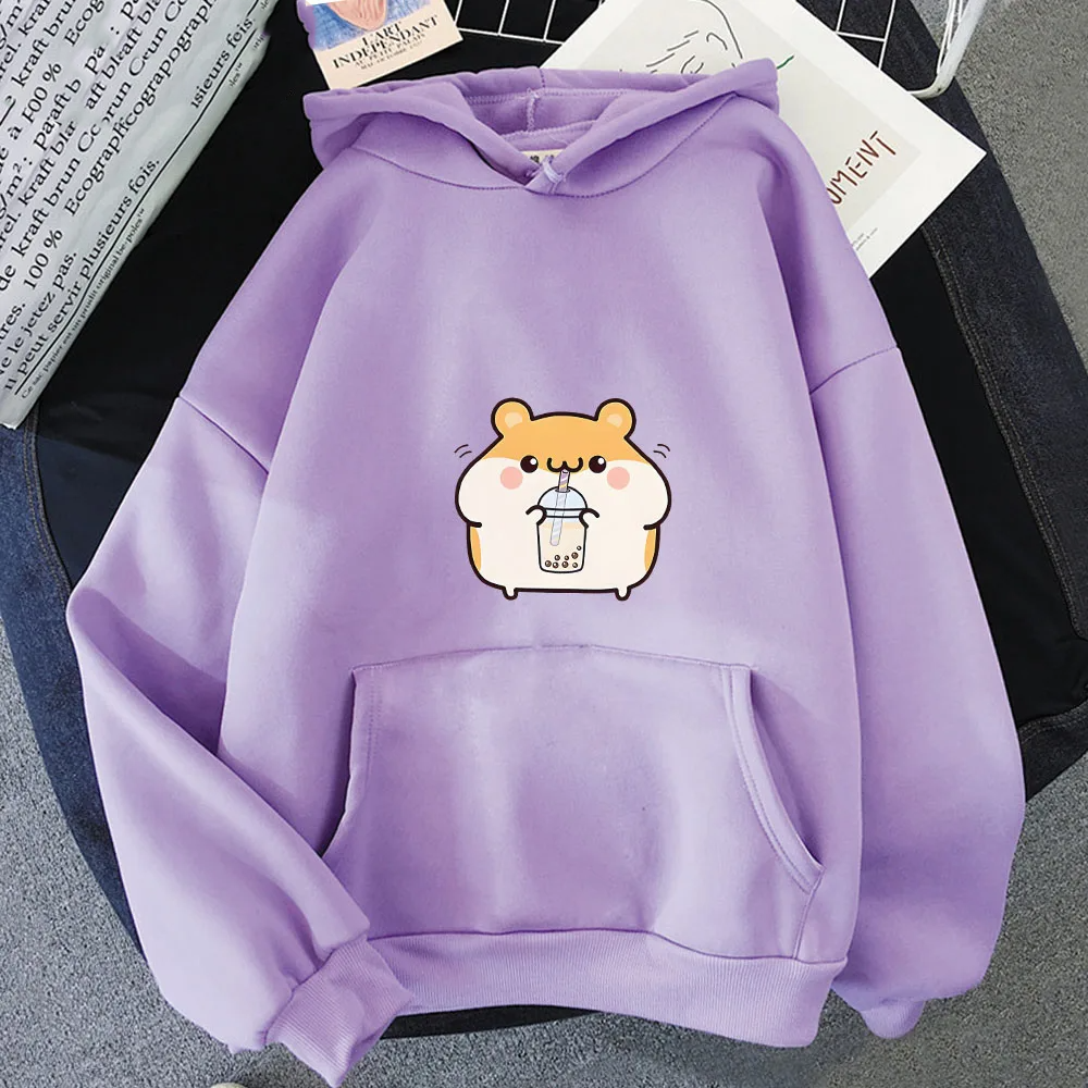 Chubby Hamster Drinking Bubble Tea Unisex Hoodie-Kawaii Dream