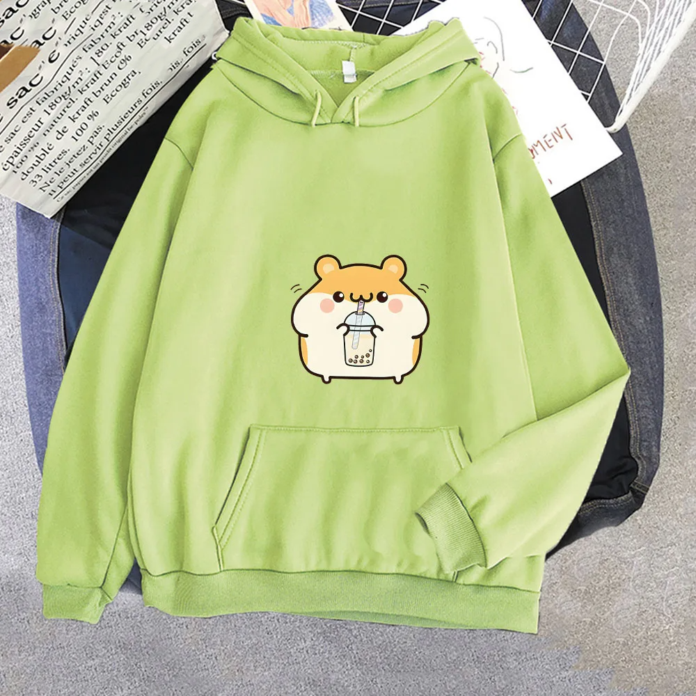 Chubby Hamster Drinking Bubble Tea Unisex Hoodie-Kawaii Dream