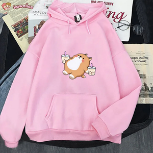 Chubby Shiba Inu Bubble Tea Unisex Hoodie-Kawaii Dream