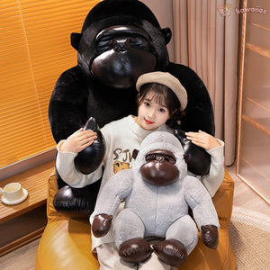 Chunky Black Silver Gorilla Ape Plushies-Kawaii Dream
