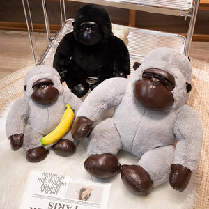 Chunky Black Silver Gorilla Ape Plushies-Kawaii Dream
